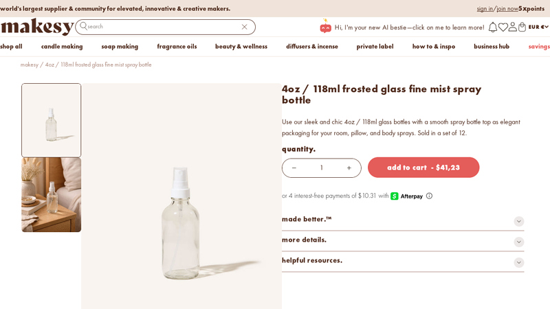 4oz / 118ml frosted glass fine mist spray bottle