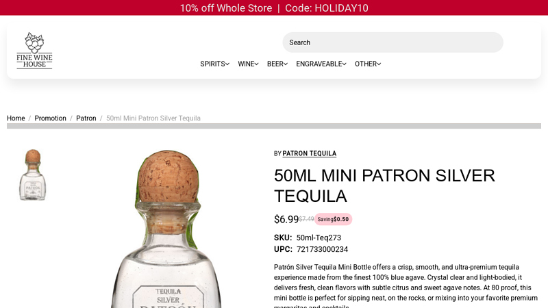 50ml Mini Patron Silver Tequila