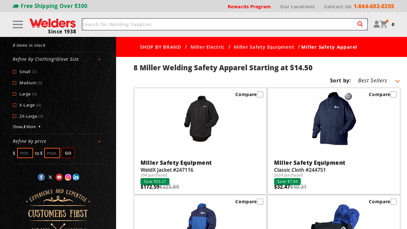 8 Miller Welding Safety Apparel for sale from $14.50