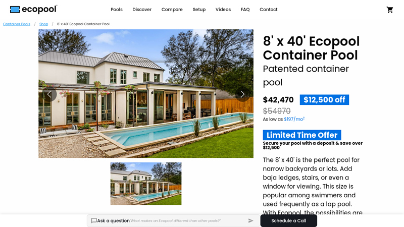 8' x 40' Ecopool Container Pool