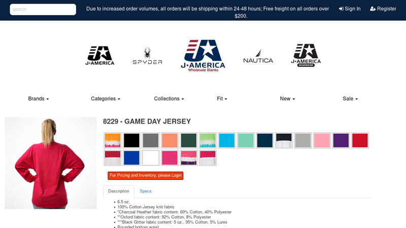 8229 game day jersey - Catalog Product