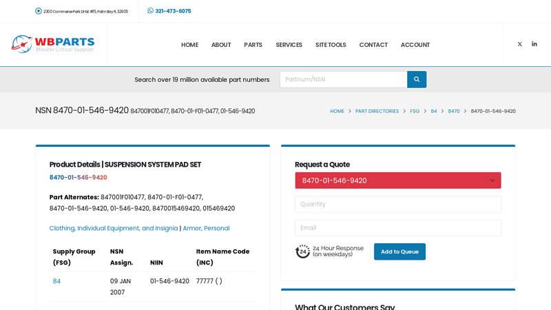 8470-01-546-9420 - SUSPENSION SYSTEM PAD SET