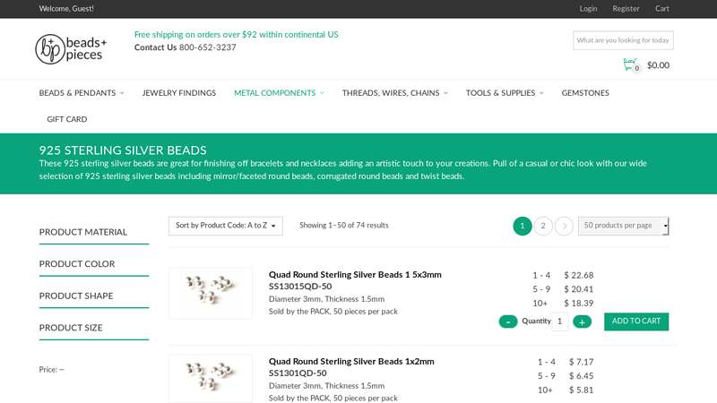 925 Sterling Silver Beads