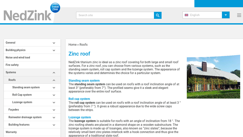 A durable zinc roofing