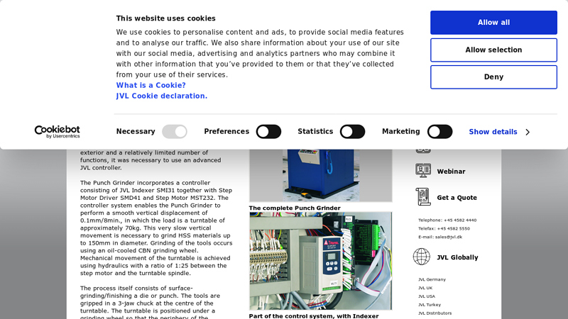 A Punch Grinder with JVL Controller is specially constructed