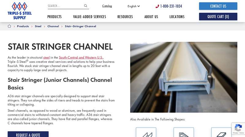 A36 Stair Stringer Channel