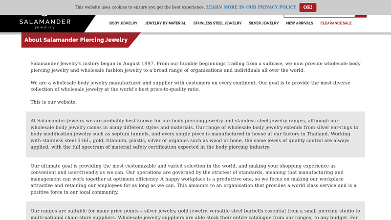 About Salamander Piercing Jewelry