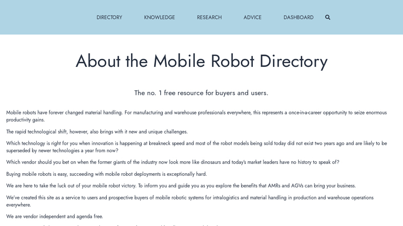 About the Mobile Robot Directory