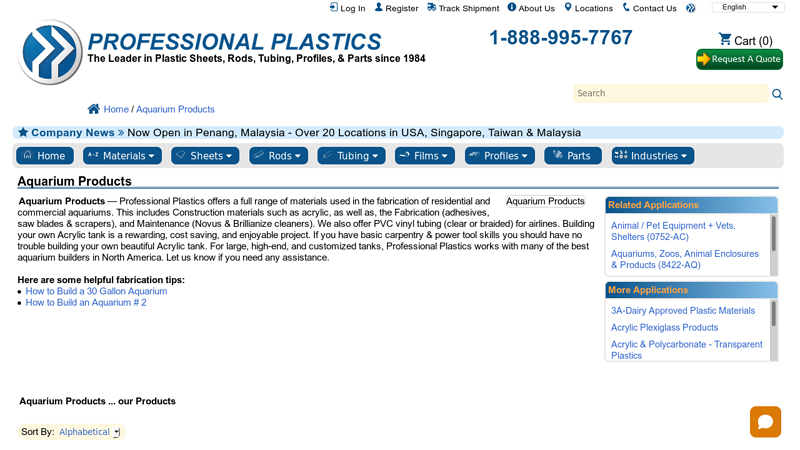 Acrylic Aquarium Products provided by Professional Plastics