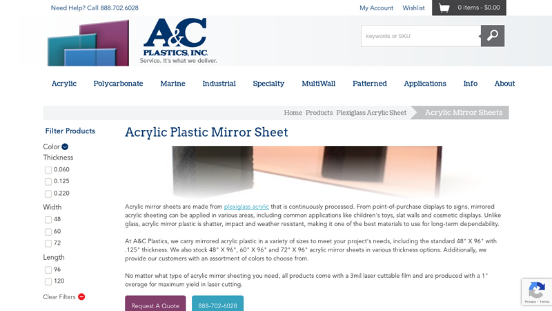 Acrylic Plastic Mirror Sheets