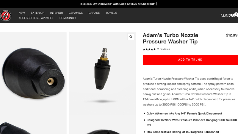 Adam's Turbo Nozzle Pressure Washer Tip