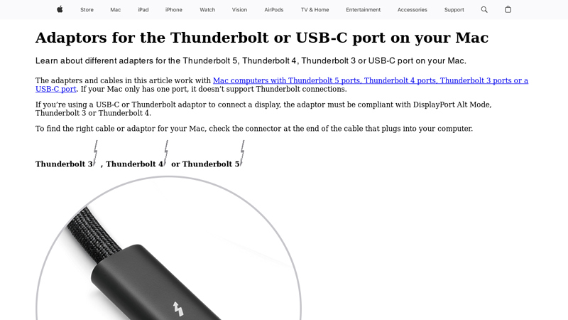 Adaptors for the Thunderbolt or USB