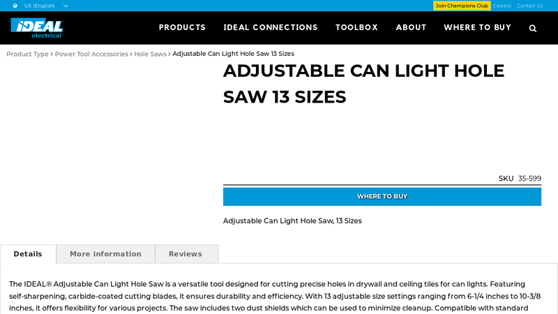 Adjustable Can Light Hole Saw 13 Sizes