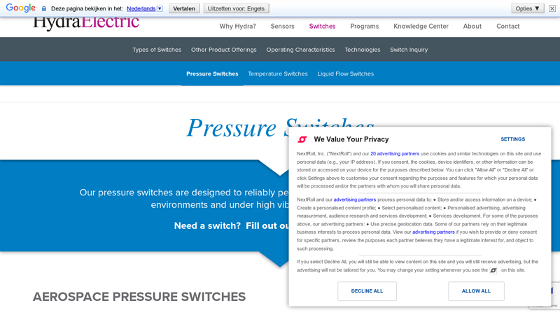 Aerospace Pressure Switches Designed To Reliably ...