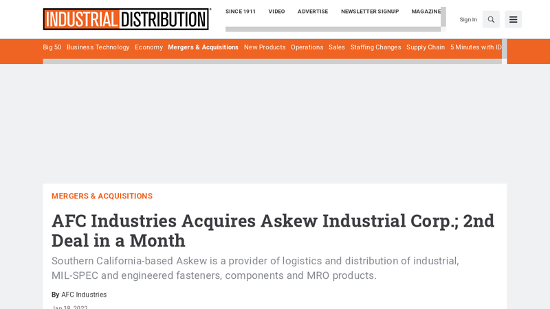 AFC Industries Acquires Askew Industrial Corp.; 2nd Deal in a Month