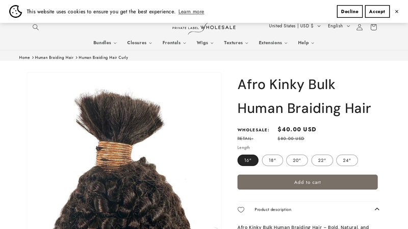 Afro Kinky Bulk Human Braiding Hair