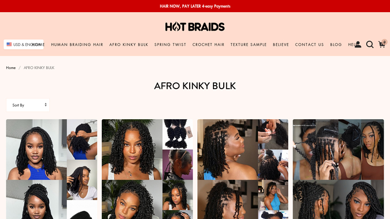 Afro Kinky Bulk Human Hair for Braids,Locs and twists