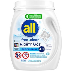 all® free clear MIGHTY PACS® Laundry Detergent, THE ORIGINAL