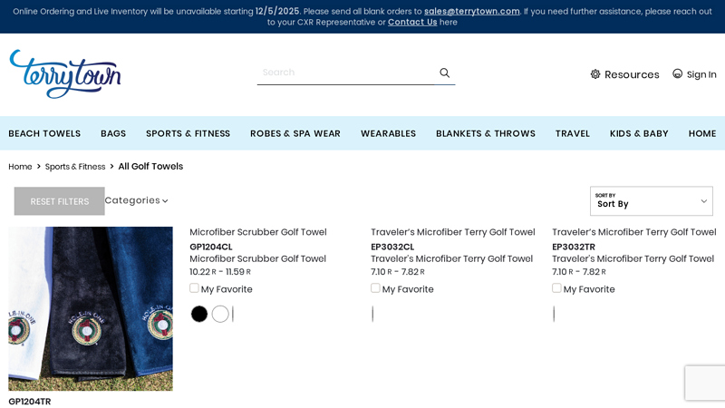 All Golf Towels Product Listing