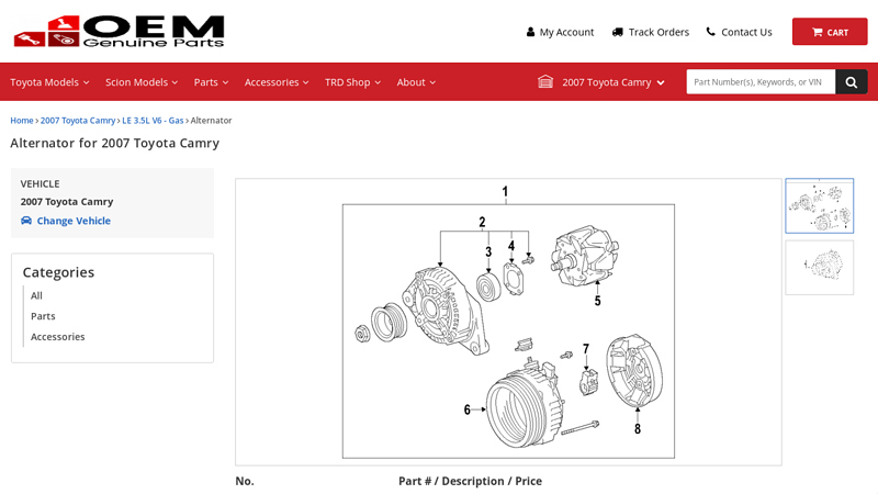 Alternator for 2007 Toyota Camry