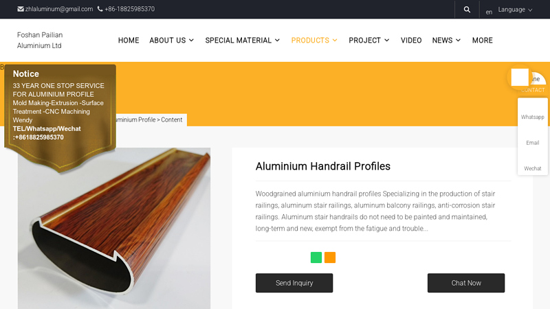 Aluminium Handrail Profiles Factory