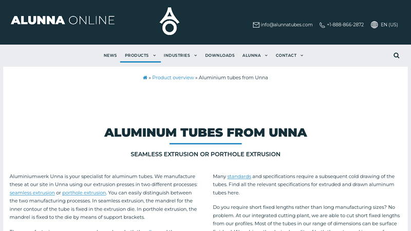 Aluminium tubes from Unna
