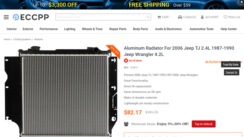 Aluminum Radiator For 2006 Jeep TJ 2.4L 1987