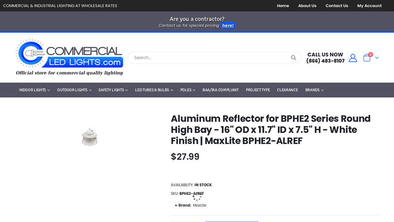 Aluminum Reflector for BPHE2 Series Round High Bay