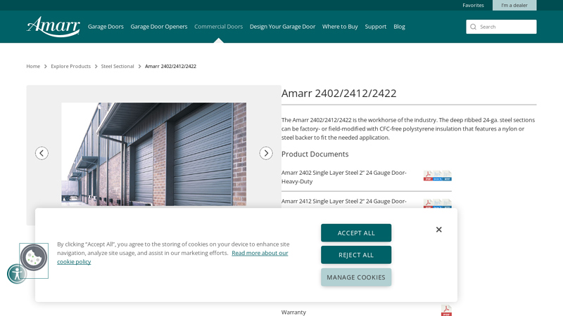 Amarr 2402/2412/2422 Commercial Door