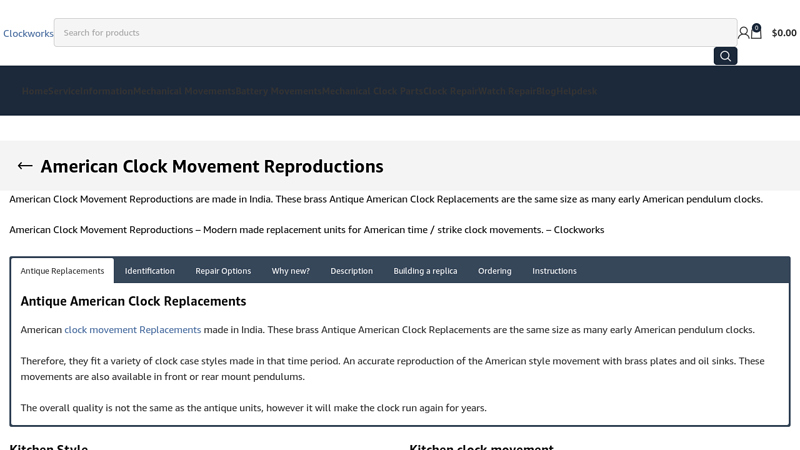 American Clock Movement Reproductions