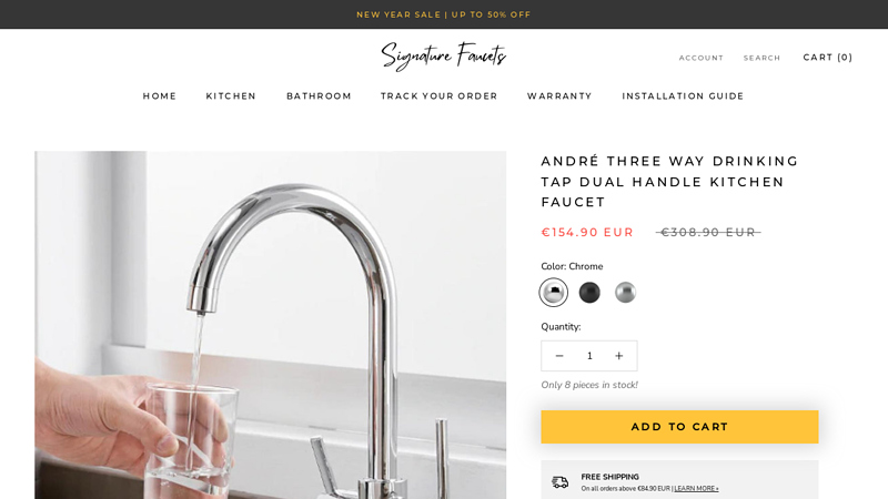 André Three Way Drinking Tap Dual Handle Kitchen Faucet