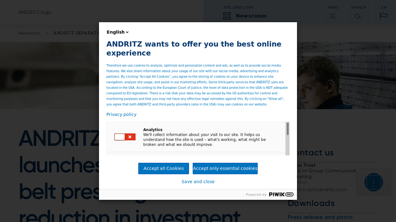 ANDRITZ SEPARATION launches new low
