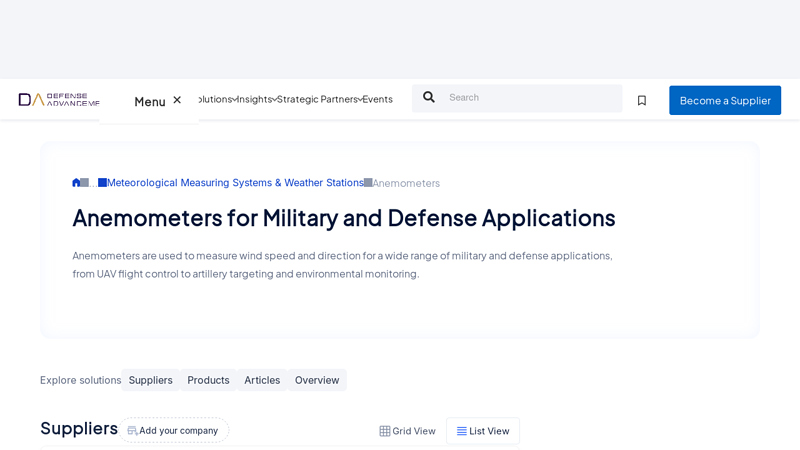 Anemometers for Military and Defense Use