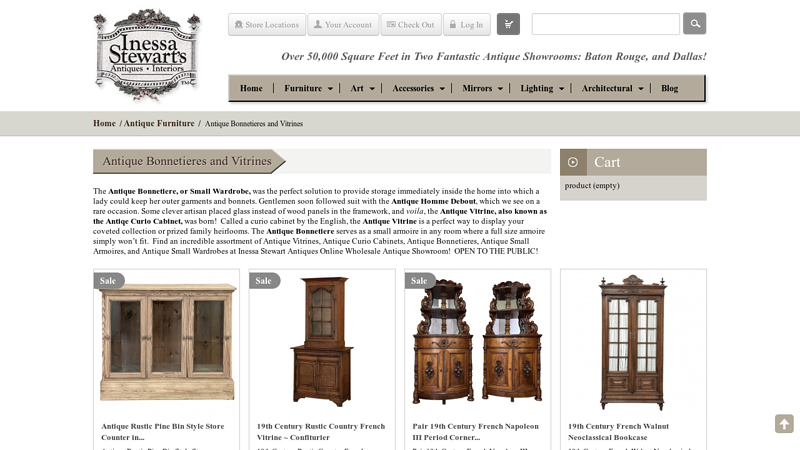 Antique Bonnetieres and Vitrines