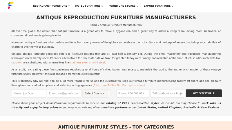antique reproduction furniture manufacturers