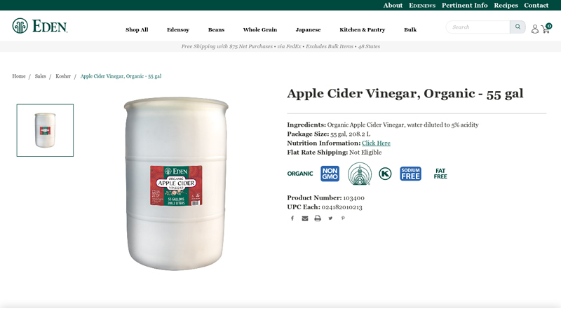Apple Cider Vinegar, Organic