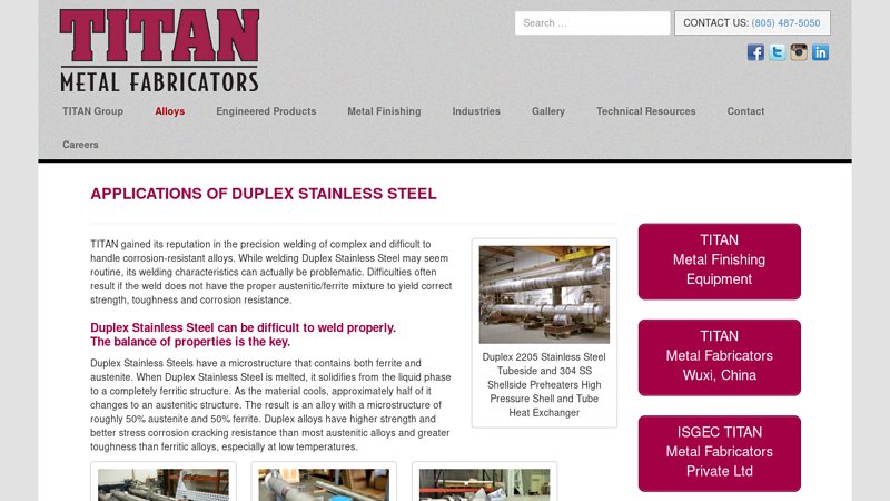 Applications of Duplex Stainless Steel