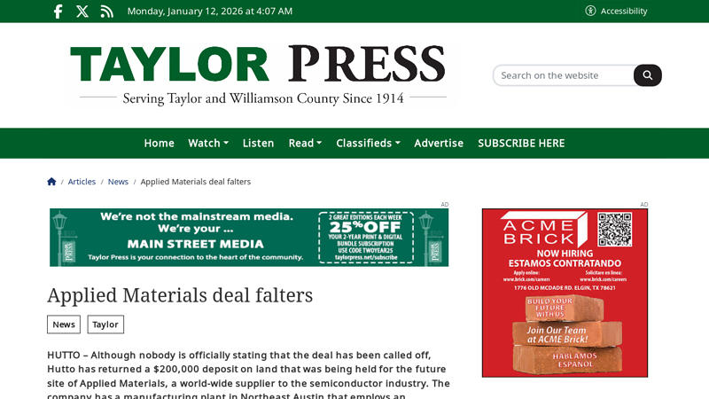 Applied Materials deal falters