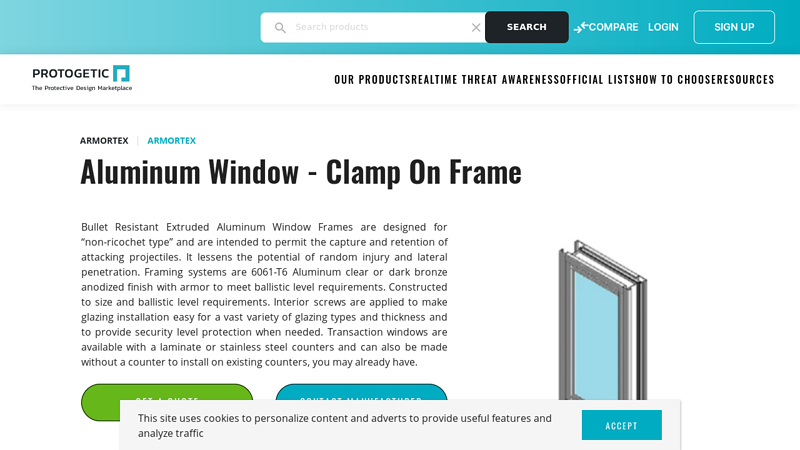Armortex Aluminum Window Clamp On Frame