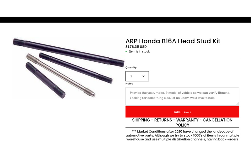 ARP Honda B16A Head Stud Kit