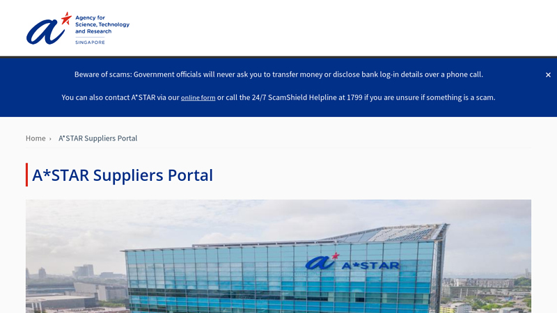 A*STAR Suppliers Portal