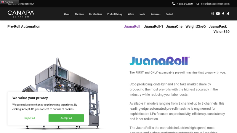 Automated Pre-Roll Packaging Machine