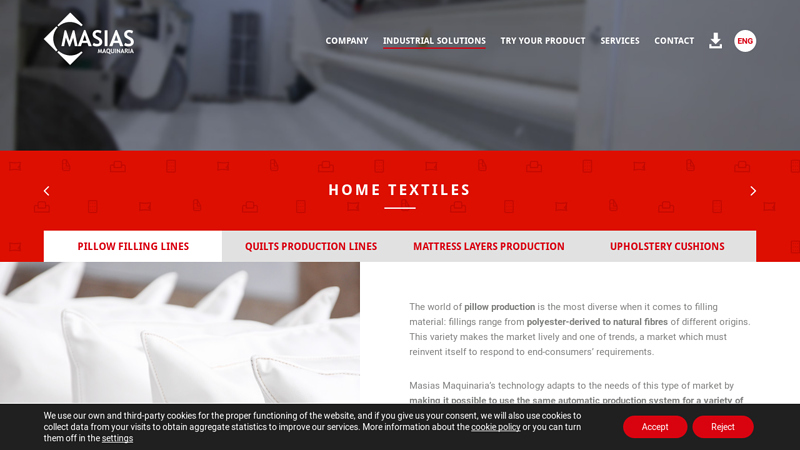 Automatic lines for producing pillows of all fibre types