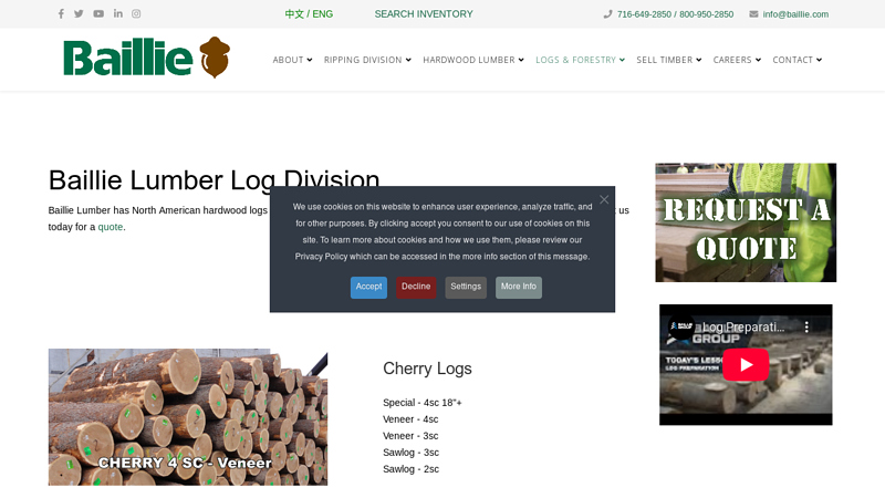 Baillie Lumber hardwood log program.