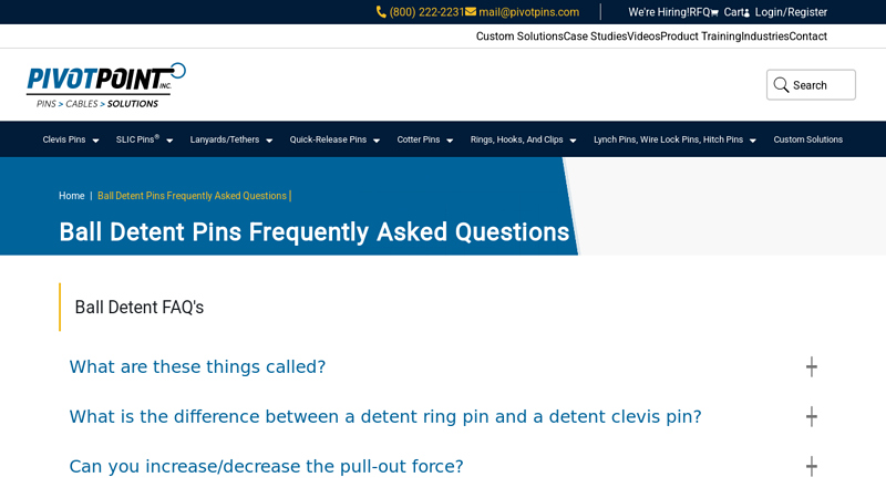 Ball Detent Pins Frequently Asked Questions