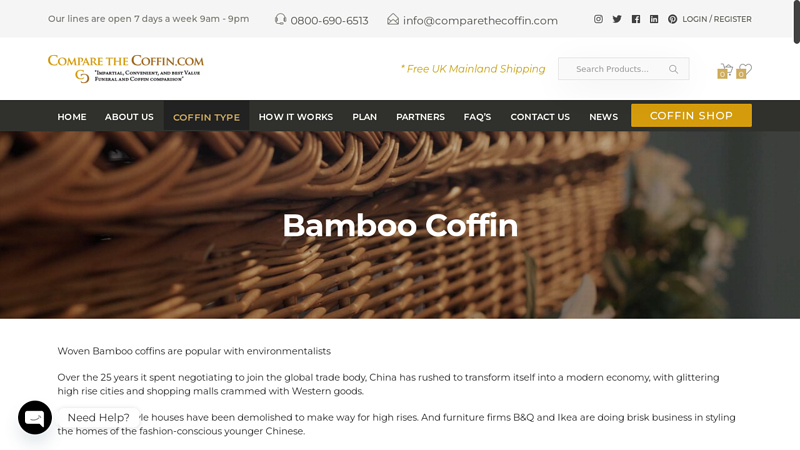 Bamboo Caskets Coffins