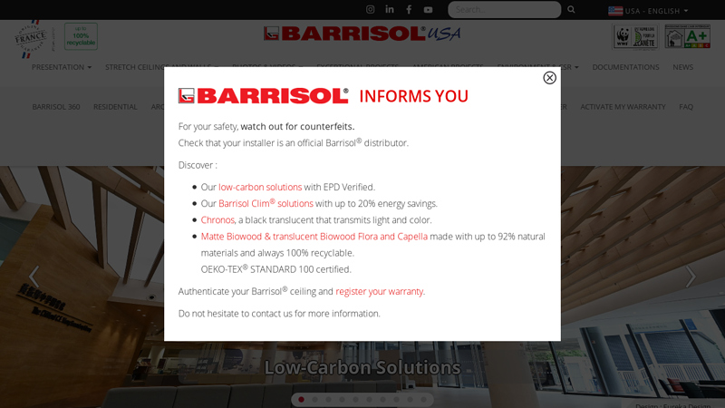 Barrisol® world leader of stretched ceiling