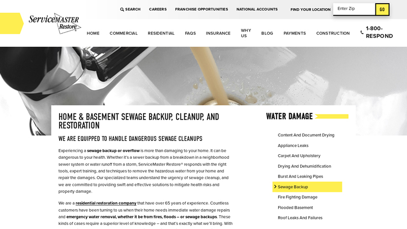 & Basement Sewage Backup, Cleanup, and Restoration