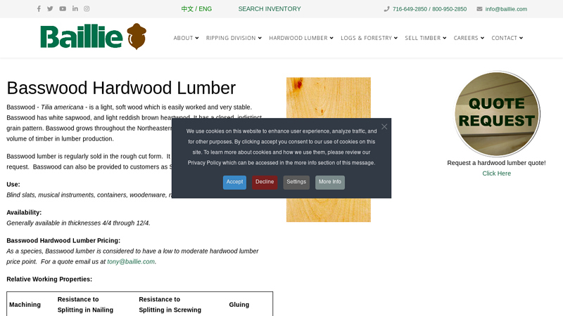Basswood Lumber