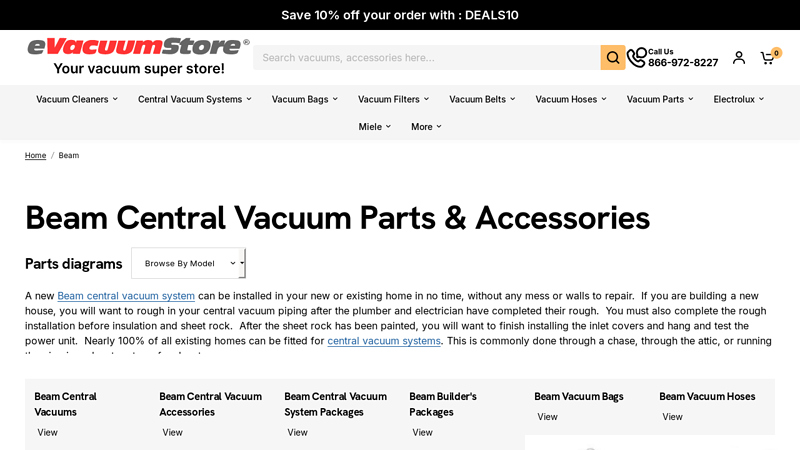 Beam Central Vacuums, Parts & Accessories